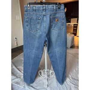 Carhartt Jeans Mens 34x32 Fleece Lined Relaxed Fit Workwear Blue Denim